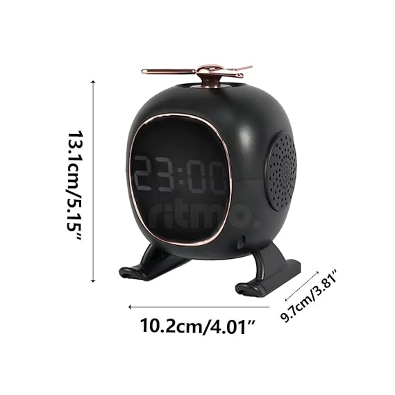 Size guide for the bluetooth alarm clock from our trusted store showing precise height and width measurements.