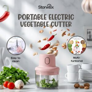 4 in 1 handheld electric vegetable cutter and mini food chopper in Pakistan showing open slicing and self cleaning from a trusted store.