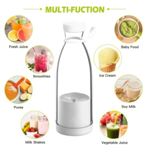 Original product portable juicer blender Pakistan showing multi-functional uses for making fresh juice, milkshakes, smoothies, and baby food.
