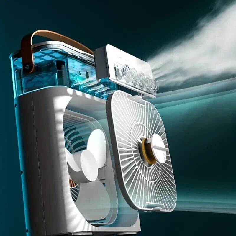 Instructional step showing the removable front grille cover of the original mini usb fan humidifier from a trusted store.